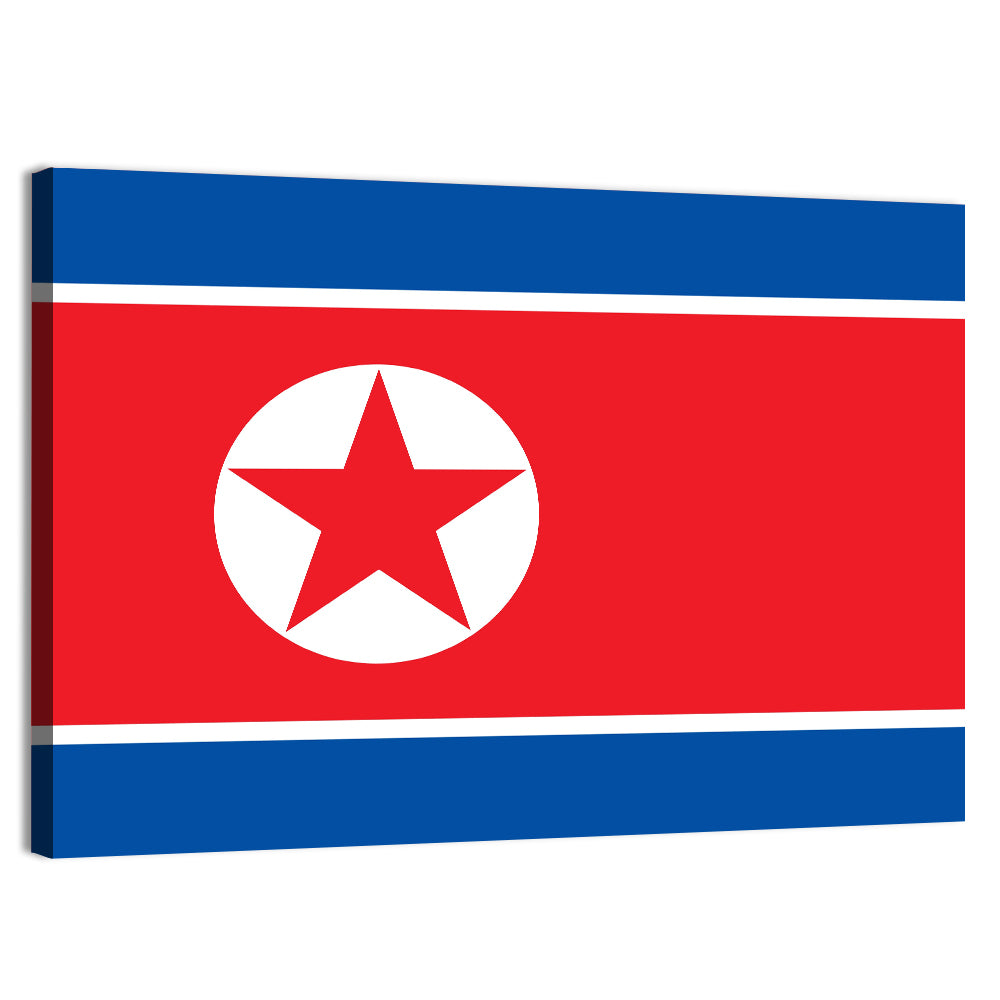 North Korean Flag Graphic Wall Art, canvas print, landscape
