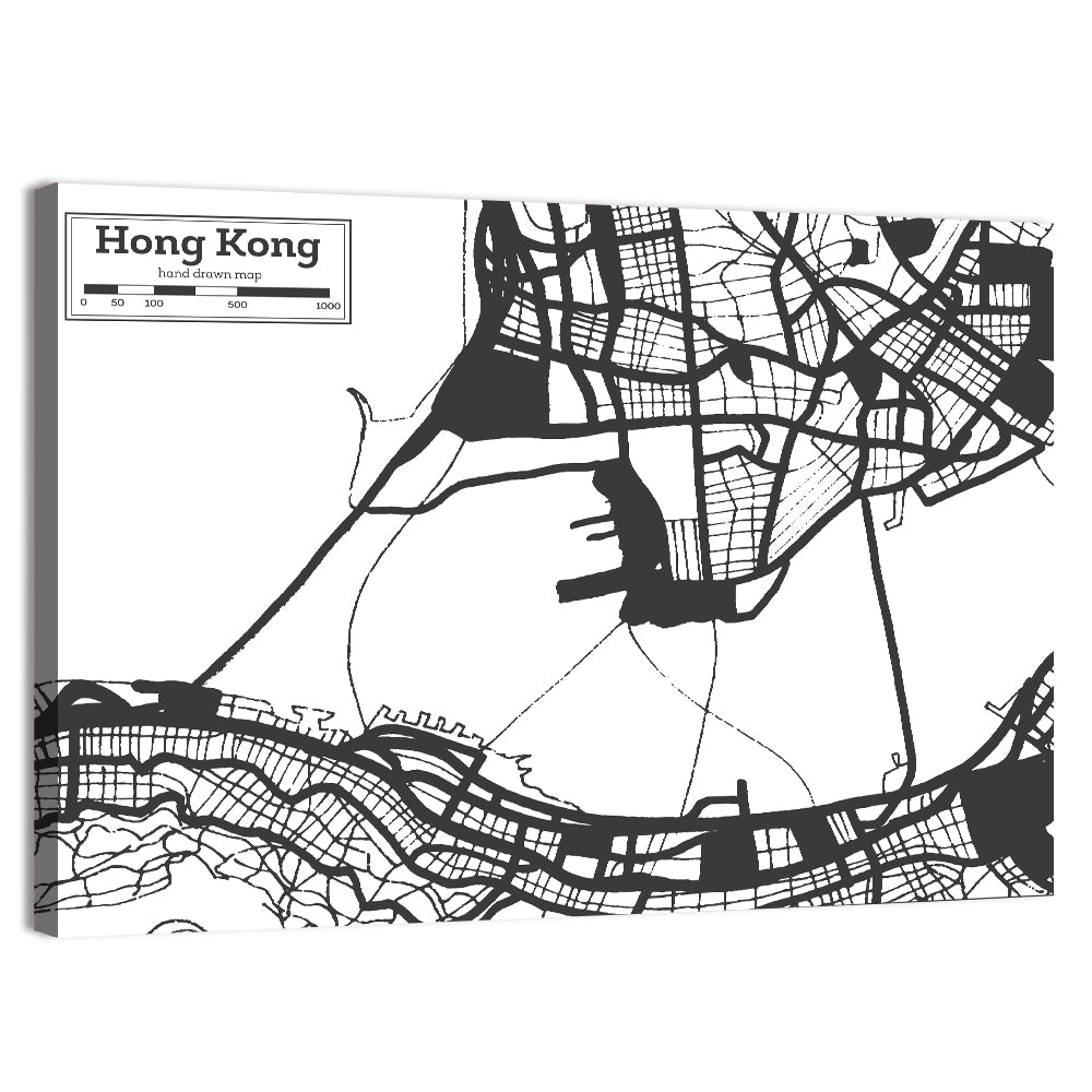 Hong Kong City Map Wall Art, canvas print, landscape