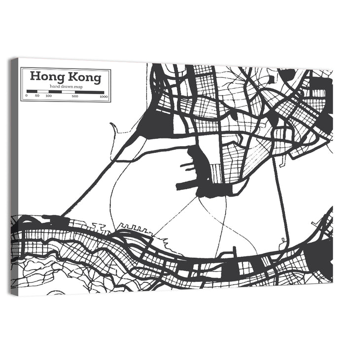 Hong Kong City Map Wall Art as a canvas print