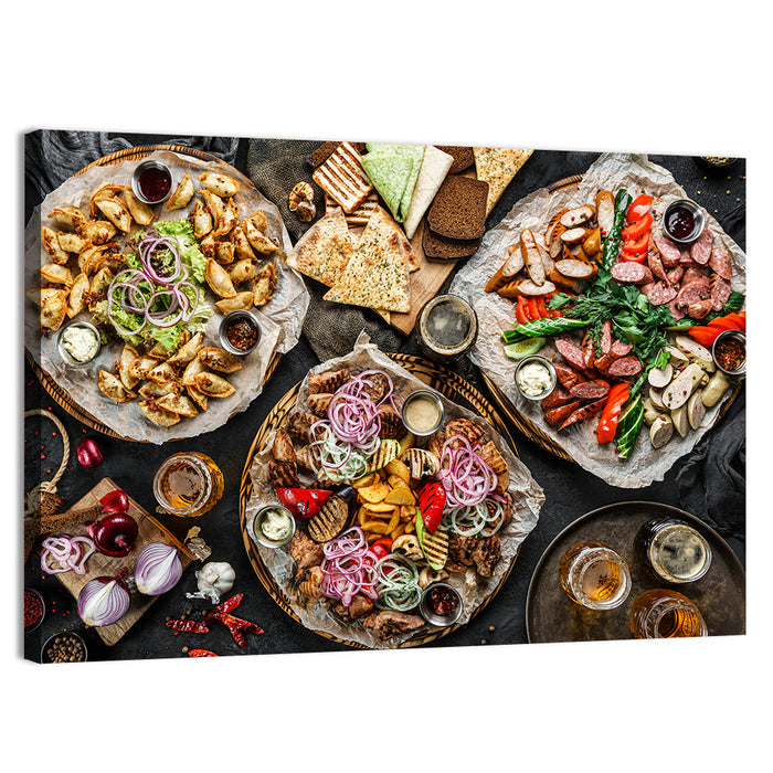 Savory Appetizer Spread Wall Art as a canvas print