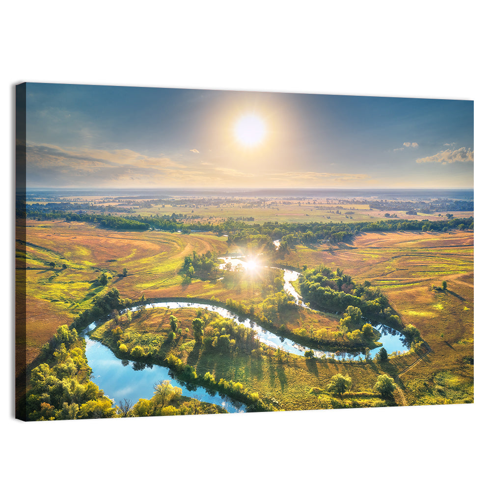 Meandering River at Summer Sunrise Wall Art, canvas print, landscape