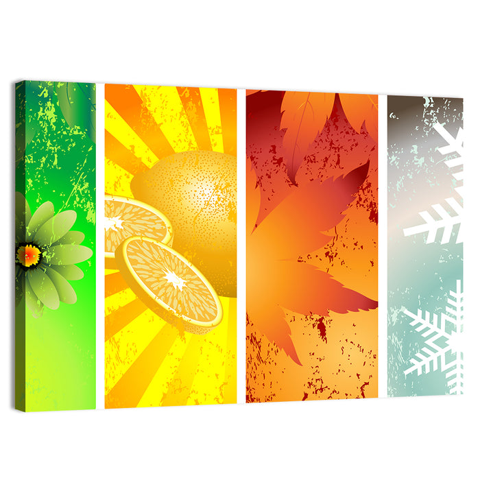 Four Seasons Quartet Wall Art as a canvas print