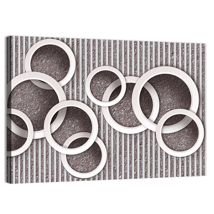 Layered White Circles Wall Art as a canvas print
