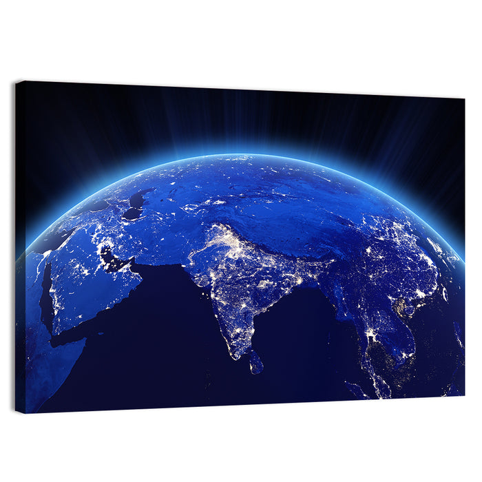 India at Night from Orbit Wall Art as a canvas print