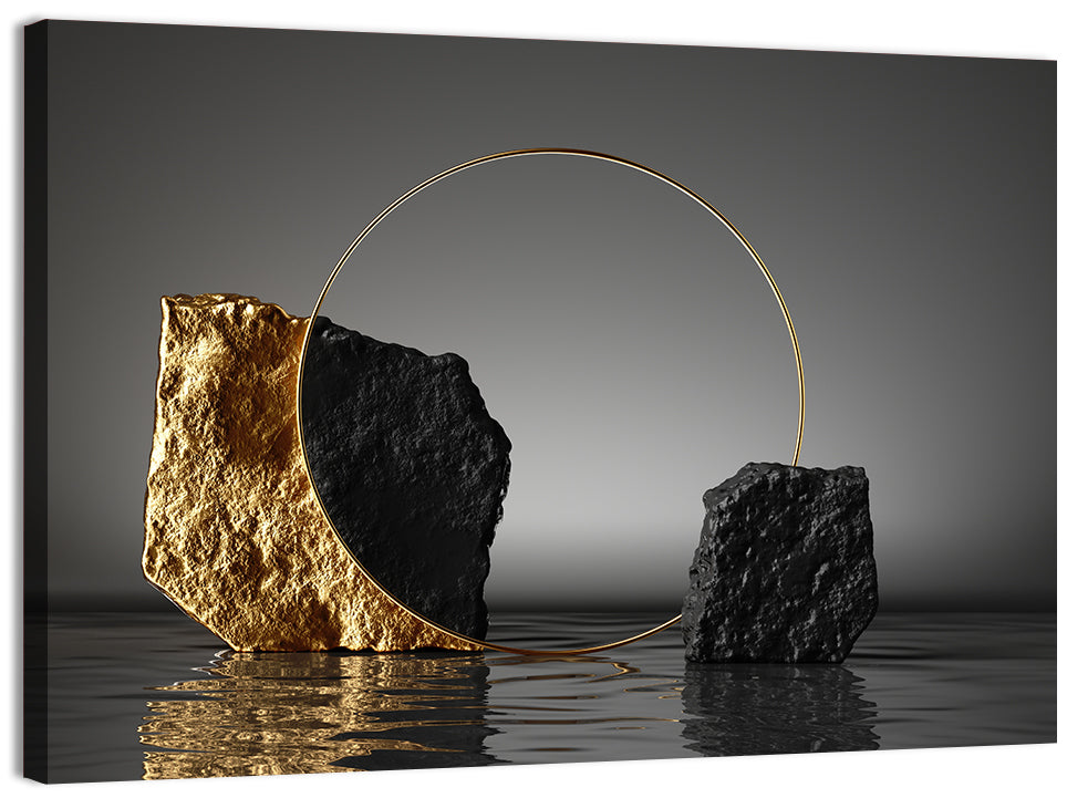 Golden Cobblestone Ring Wall Art, canvas print, landscape