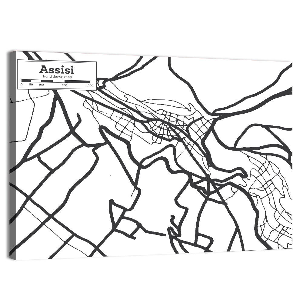 Assisi City Map Wall Art