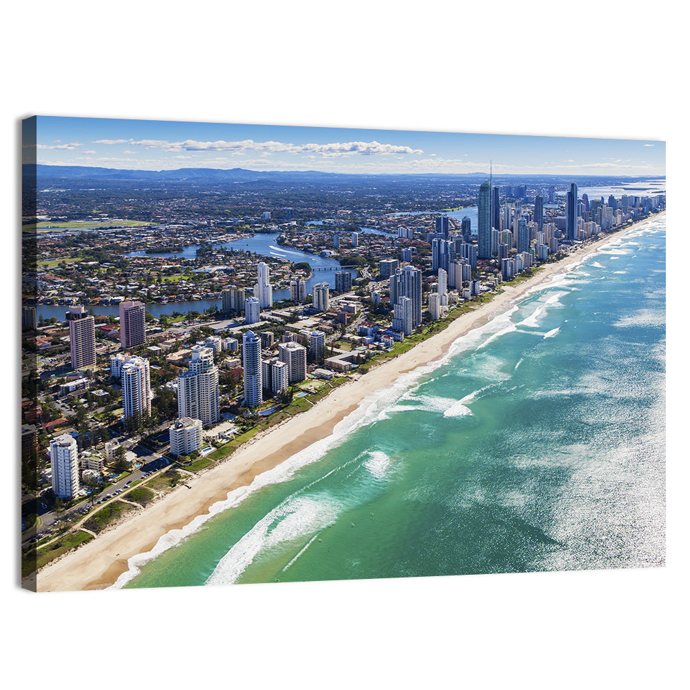 Gold Coast Surfers Paradise Skyline Wall Art, canvas print, landscape