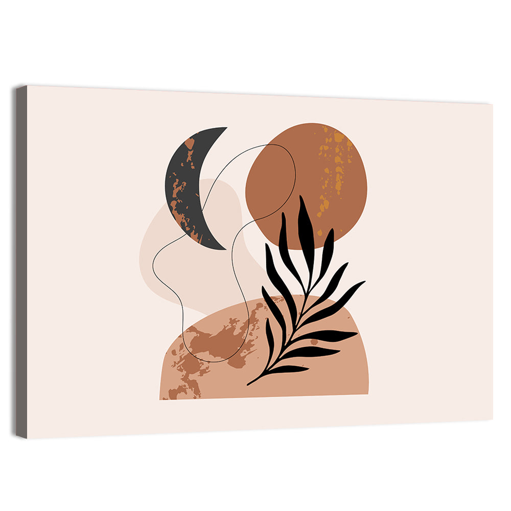 Crescent Moon Botanical Minimalist Wall Art, canvas print, landscape