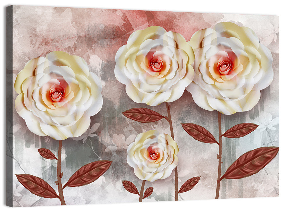Layered Peach Rose Illustration Wall Art, canvas print, landscape