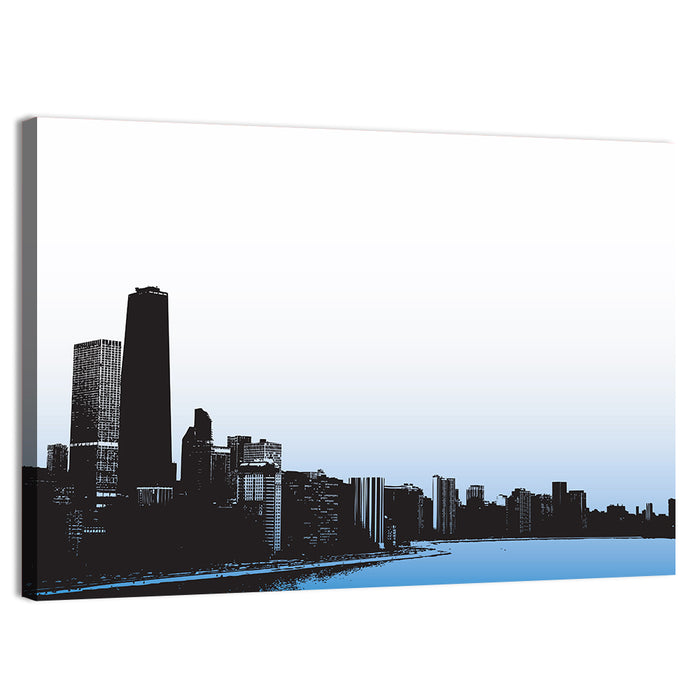 Chicago Skyline Blue Reflection Wall Art as a canvas print