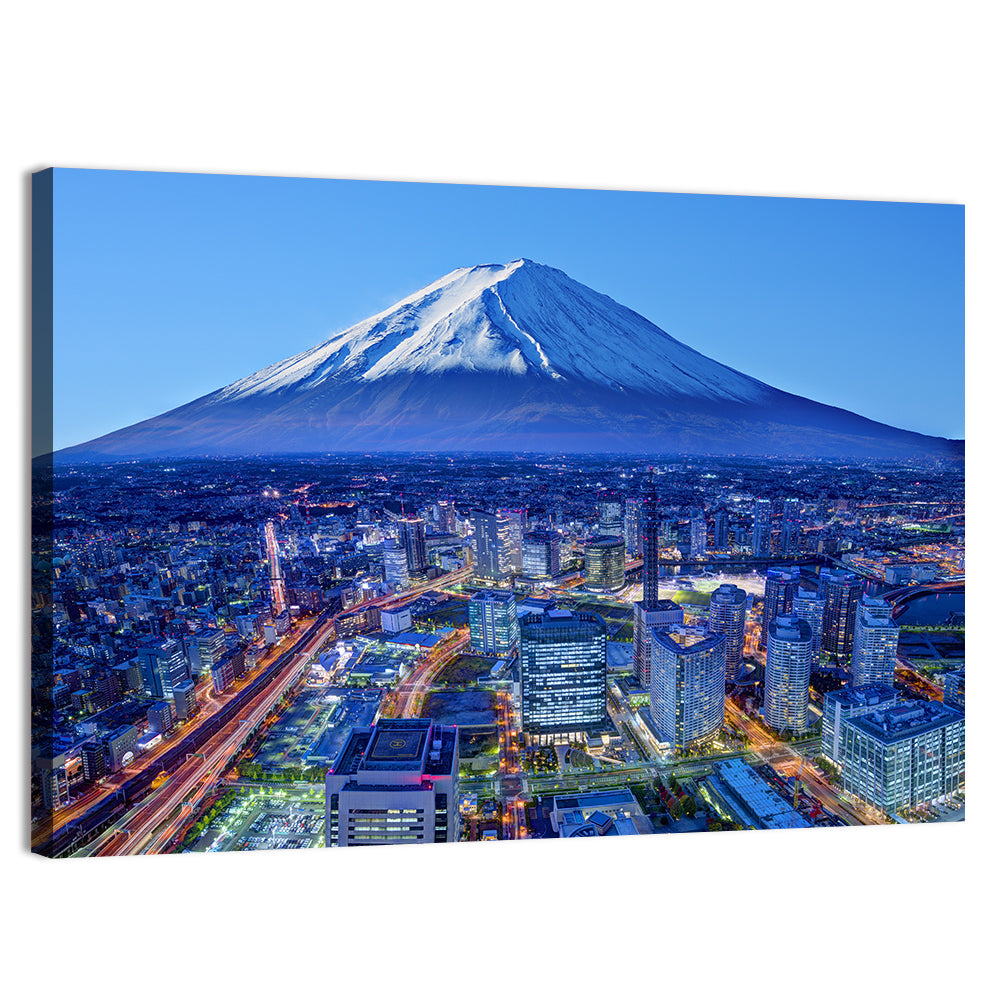Mount Fuji Above Fujinomiya Skyline Wall Art, canvas print, landscape
