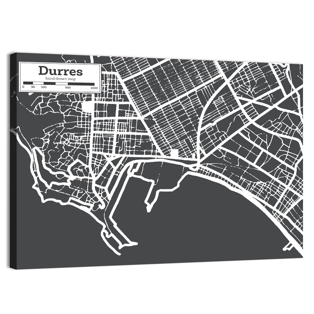 Durres City Map Wall Art, canvas print, landscape