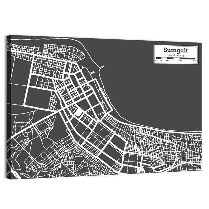 Sumgait City Map Wall Art as a canvas print