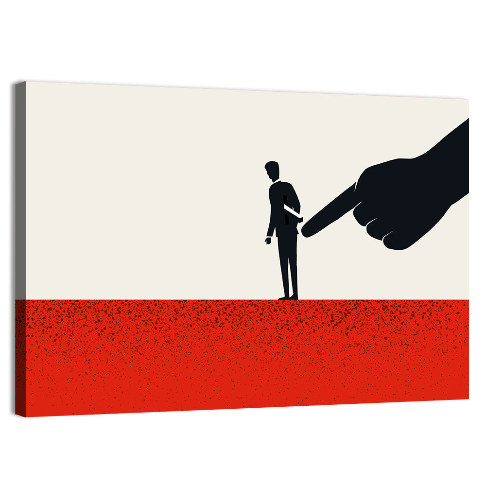 Giant Hand Pointing at Man Wall Art, canvas print, landscape