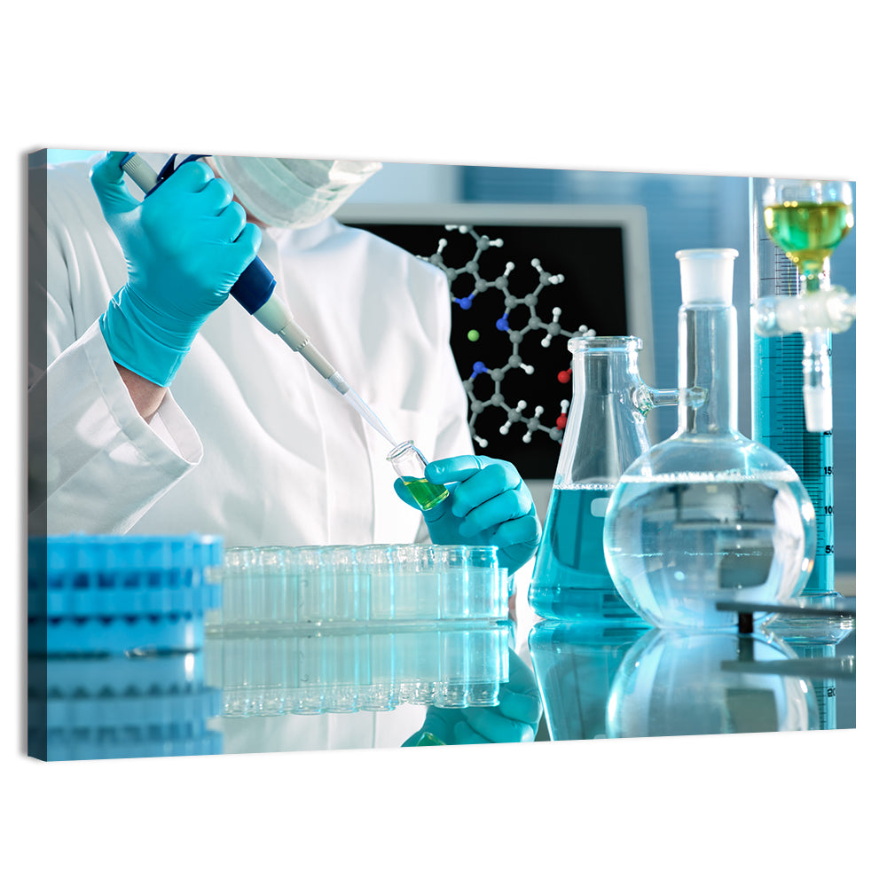 Scientist Using a Pipette Wall Art, canvas print, landscape