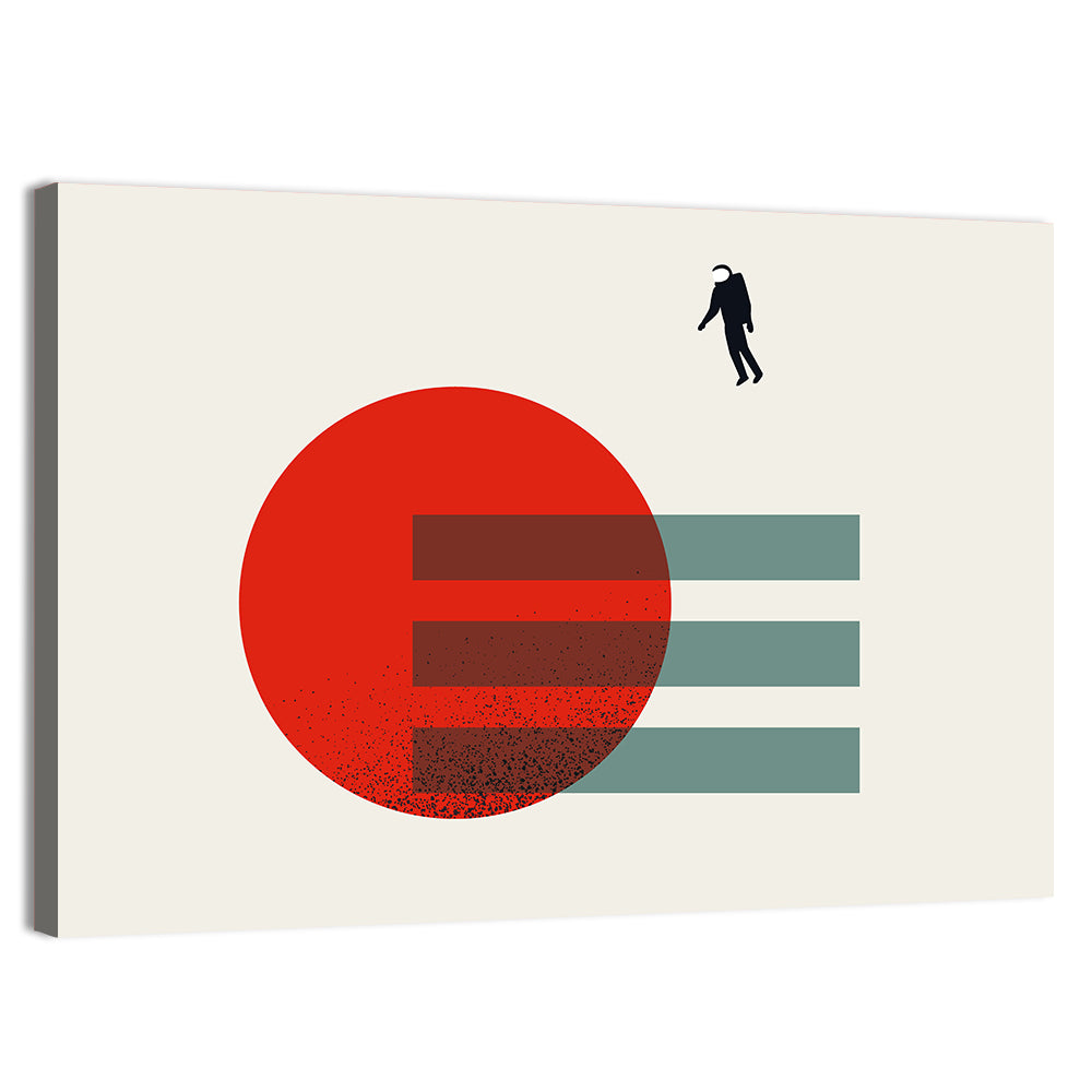 Minimalist Astronaut and Red Planet Wall Art, canvas print, landscape