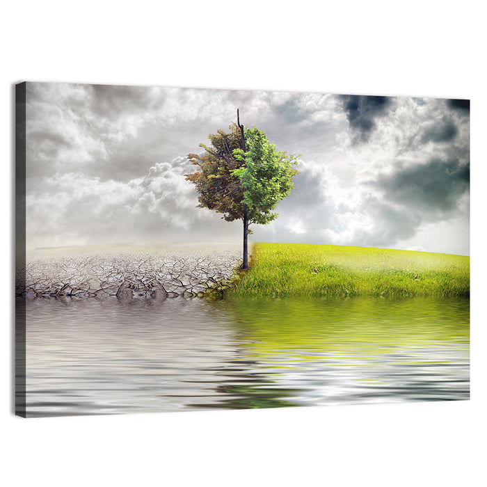 Tree Between Life and Decay Wall Art as a canvas print