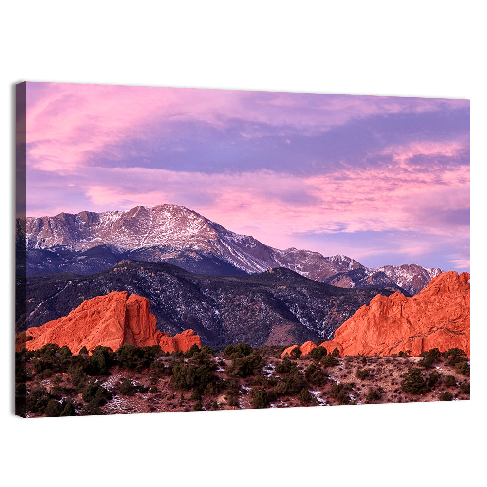 Pikes Peak at Purple Dusk Wall Art, canvas print, landscape