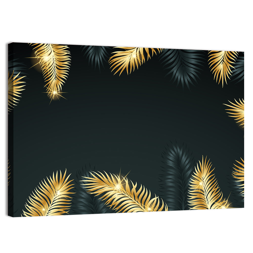Golden Tropical Palm Leaves Wall Art, canvas print, landscape