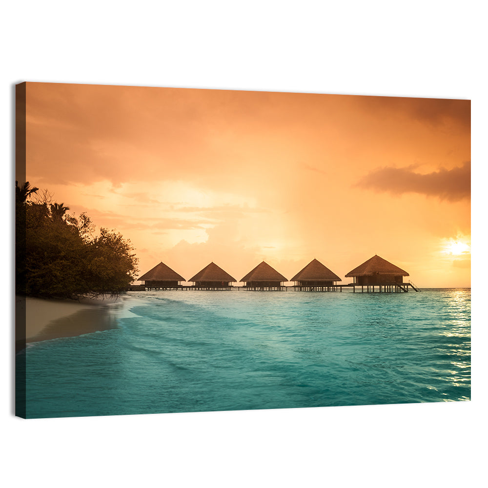 Bora Bora Overwater Bungalows Wall Art, canvas print, landscape