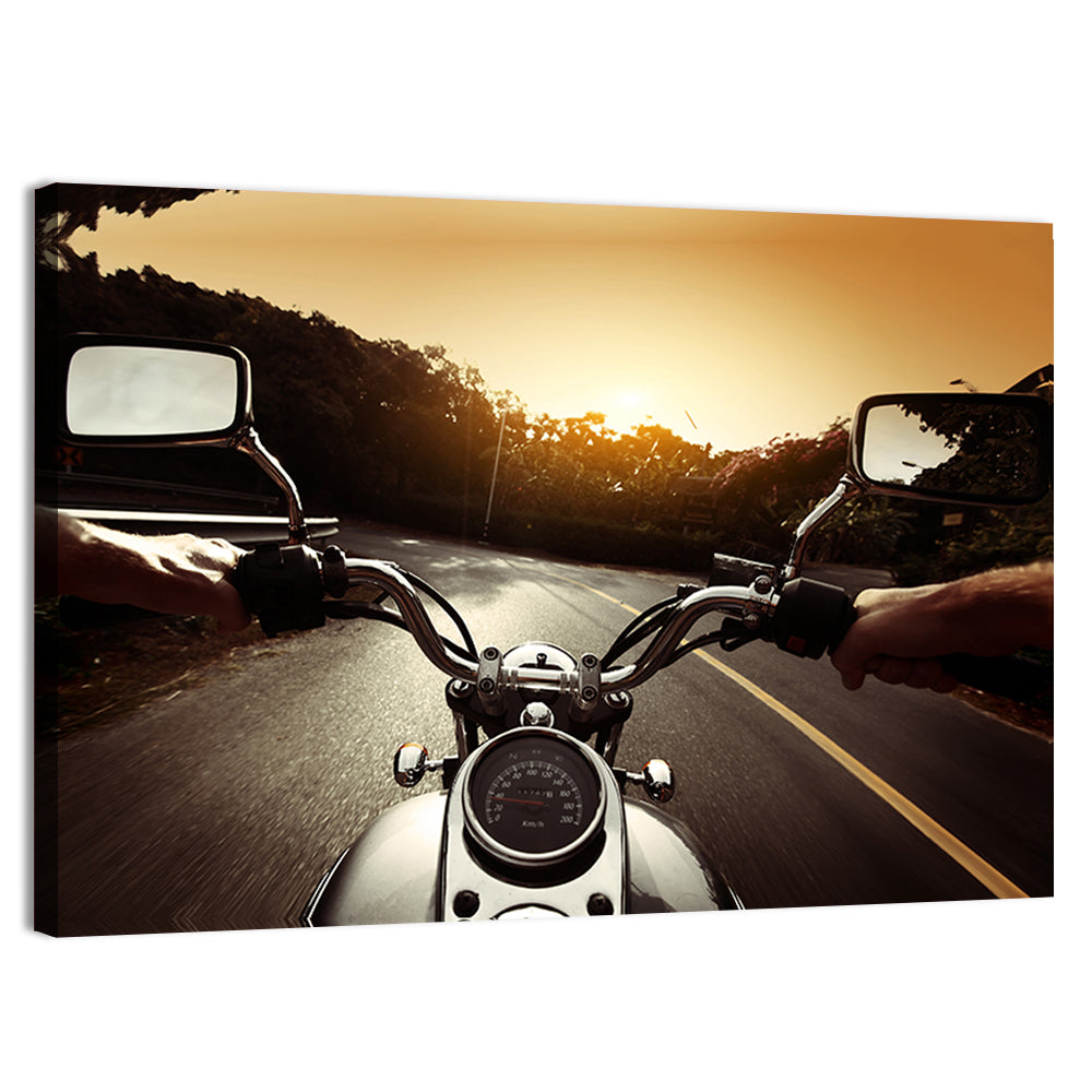 Motorcycle Ride On An Asphalt Road Wall Art