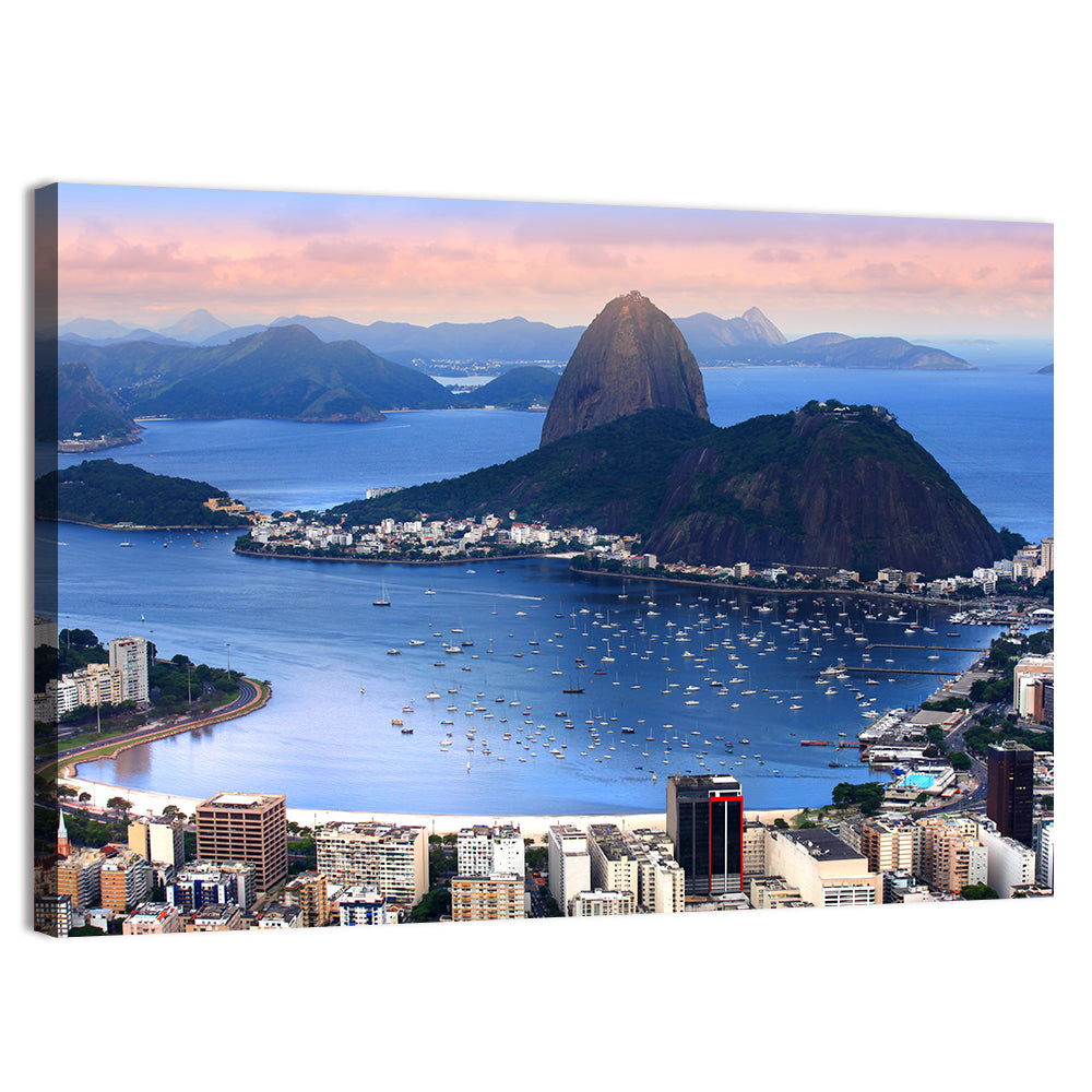 Rio De Janeiro Bay with Sugarloaf Mountain Wall Art, canvas print, landscape