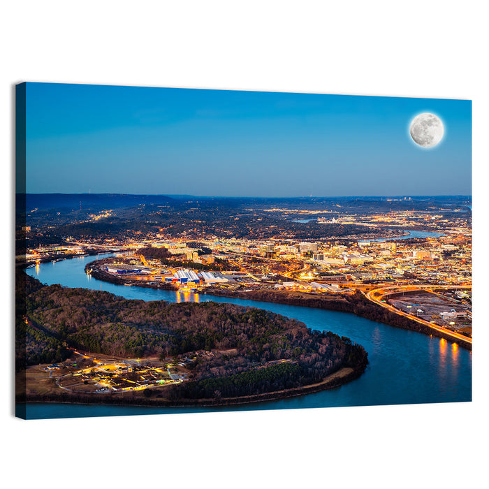 Chattanooga Night Skyline Wall Art as a canvas print