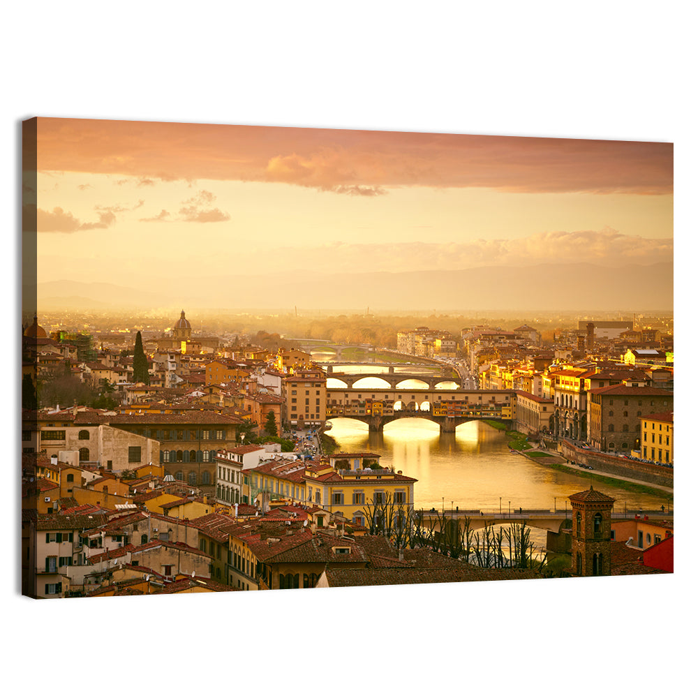 Ponte Vecchio at Sunset Wall Art, canvas print, landscape
