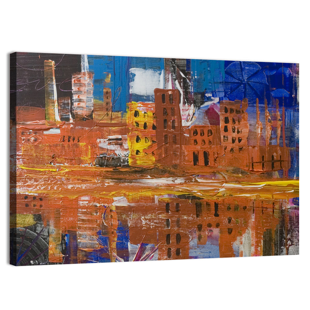 Metropolis Reflective Cityscape Wall Art, canvas print, landscape