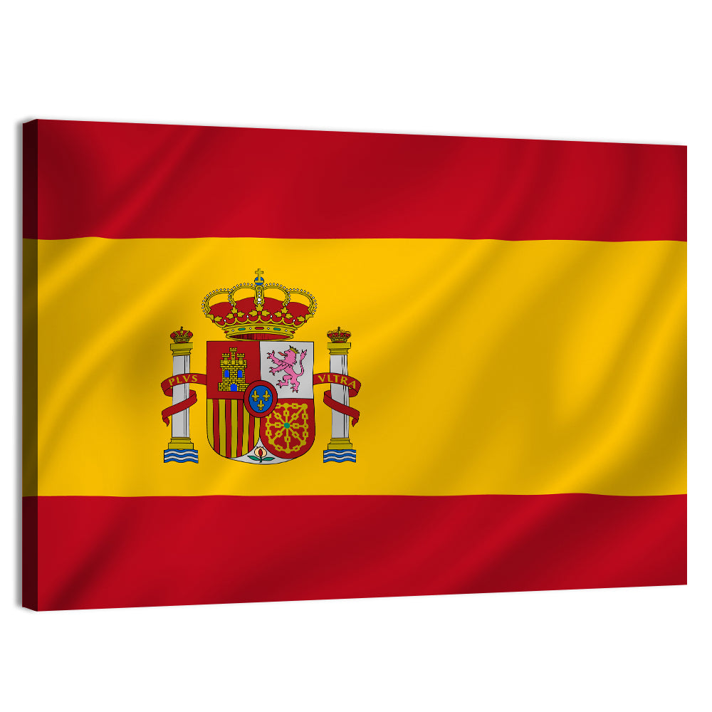 Spanish Flag with Coat of Arms Wall Art, canvas print, landscape