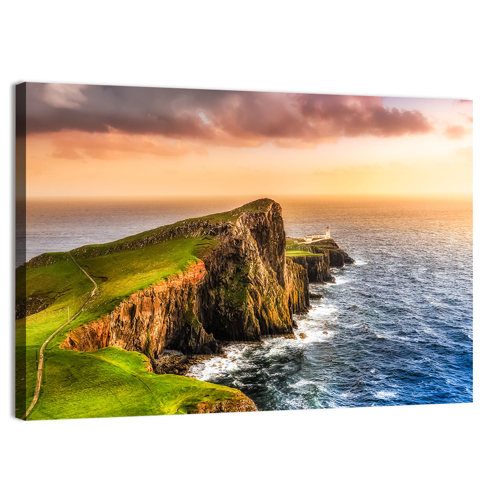 Sunset at Neist Point Lighthouse Wall Art, canvas print, landscape