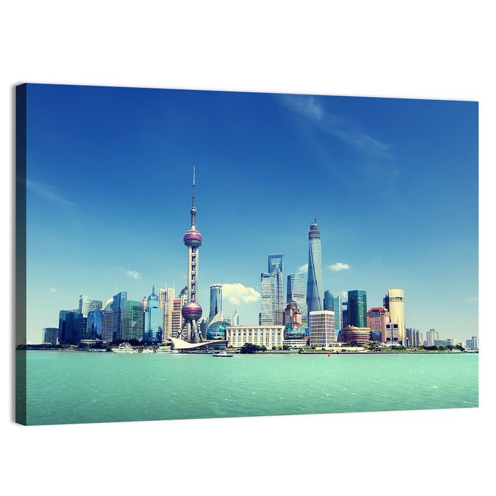 Shanghai Skyline Wall Art as a canvas print