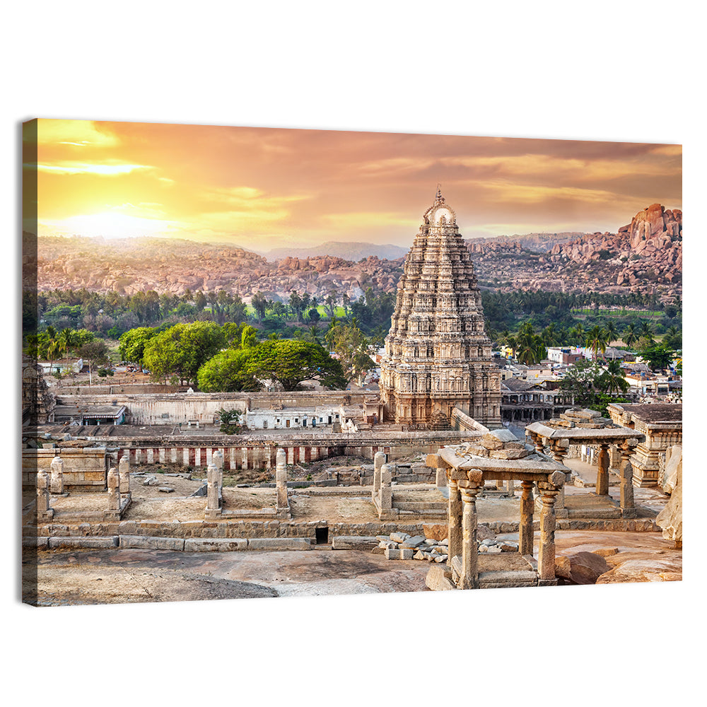 Virupaksha Temple at Sunrise, Hampi Wall Art, canvas print, landscape