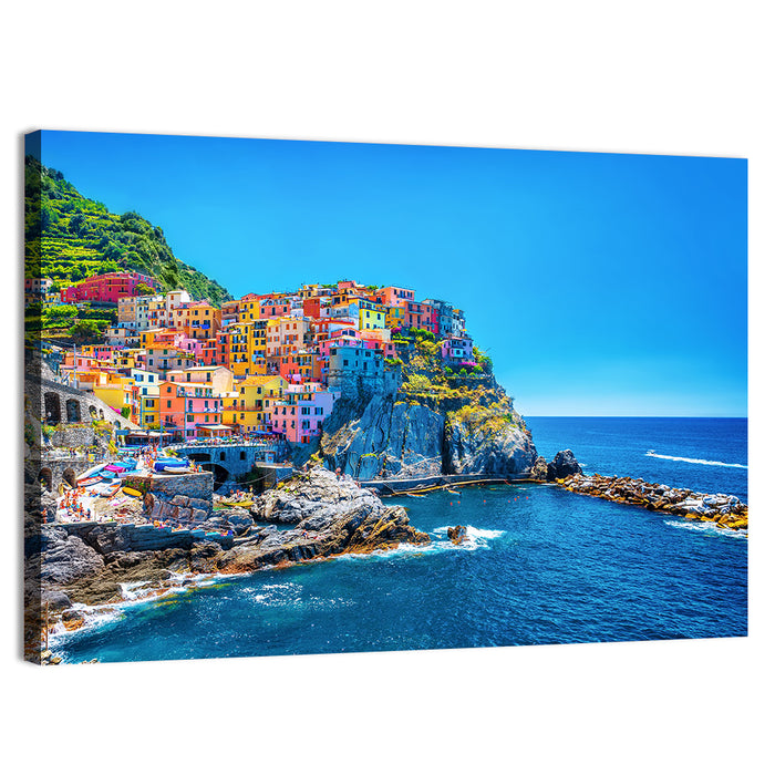 Manarola Cliffside Village Wall Art as a canvas print
