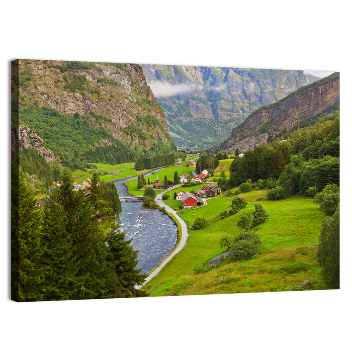 Flam Village Norway Wall Art as a canvas print