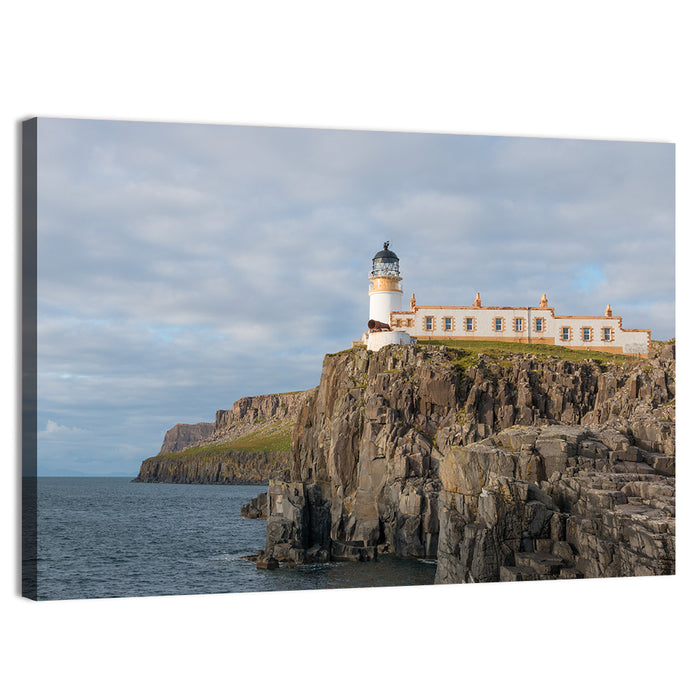 White Lighthouse on Neist Point Cliffs Wall Art as a canvas print
