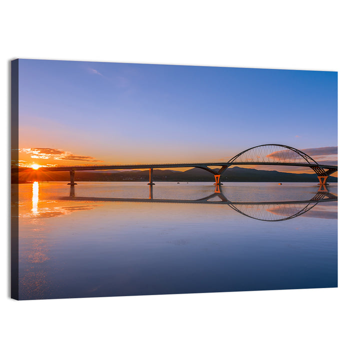Champlain Bridge at Sunset Wall Art as a canvas print