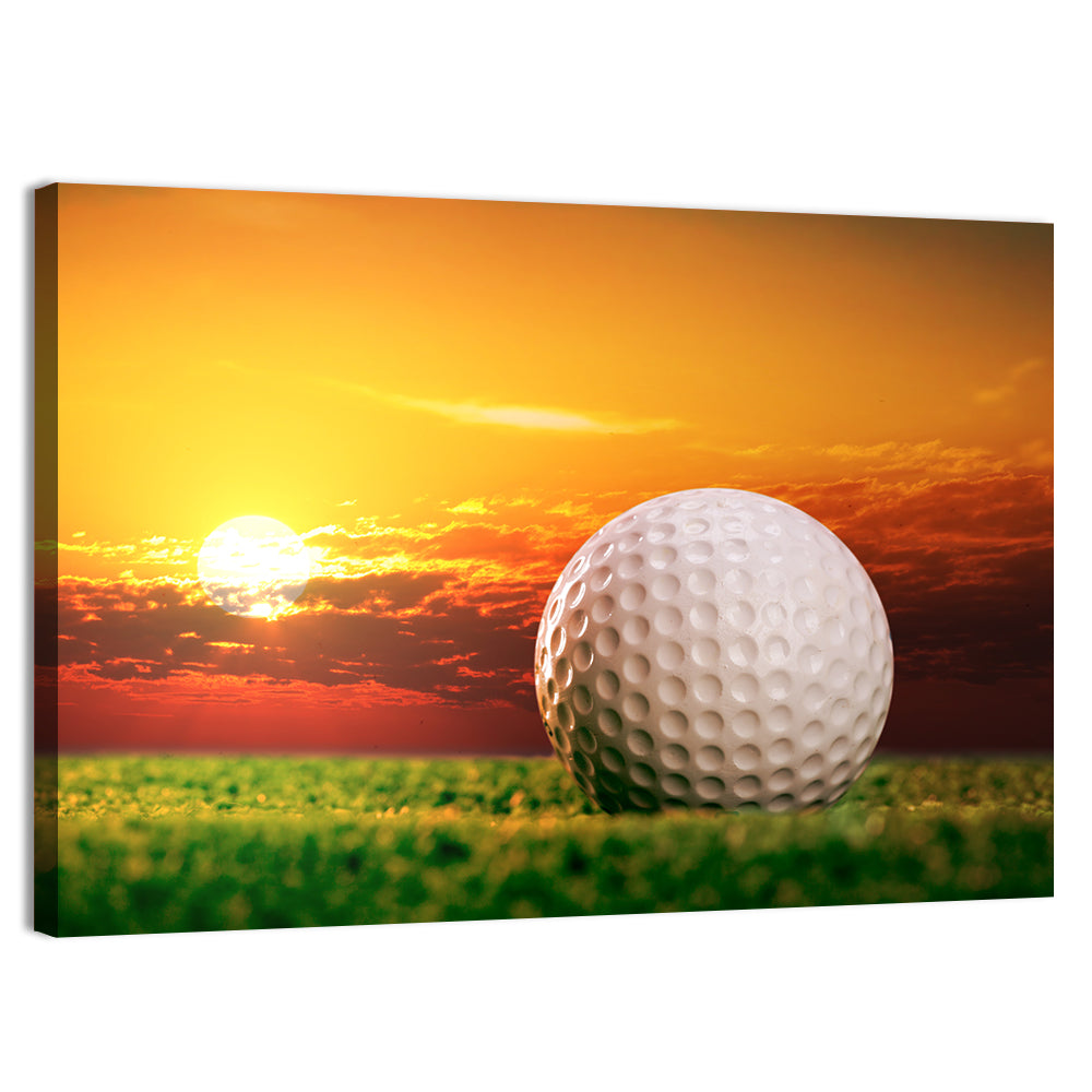 Golf Ball at Sunset Wall Art, canvas print, landscape