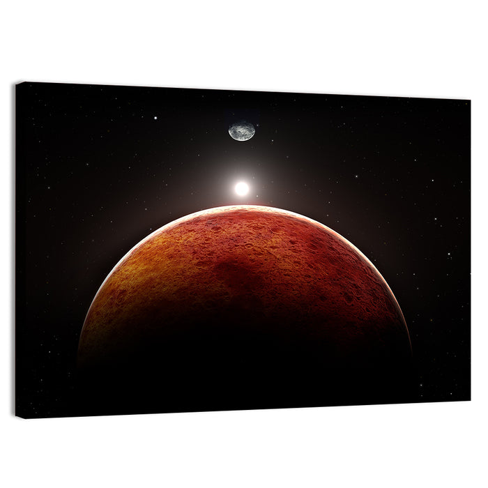 Mars with Moon Wall Art as a canvas print