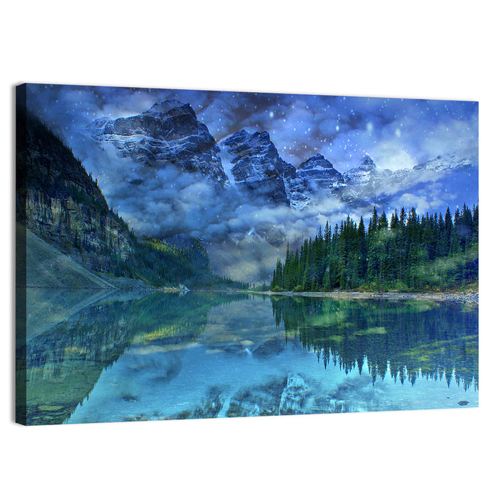 Moraine Lake Winter Reflection Wall Art as a canvas print