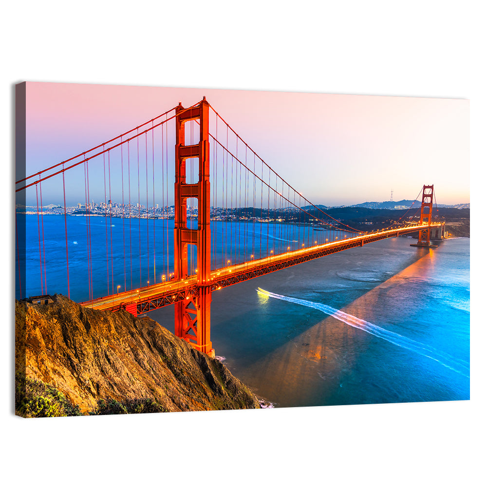 Golden Gate Bridge at Dusk Wall Art, canvas print, landscape