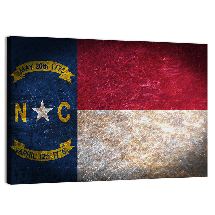 Vintage North Carolina State Flag Wall Art as a canvas print
