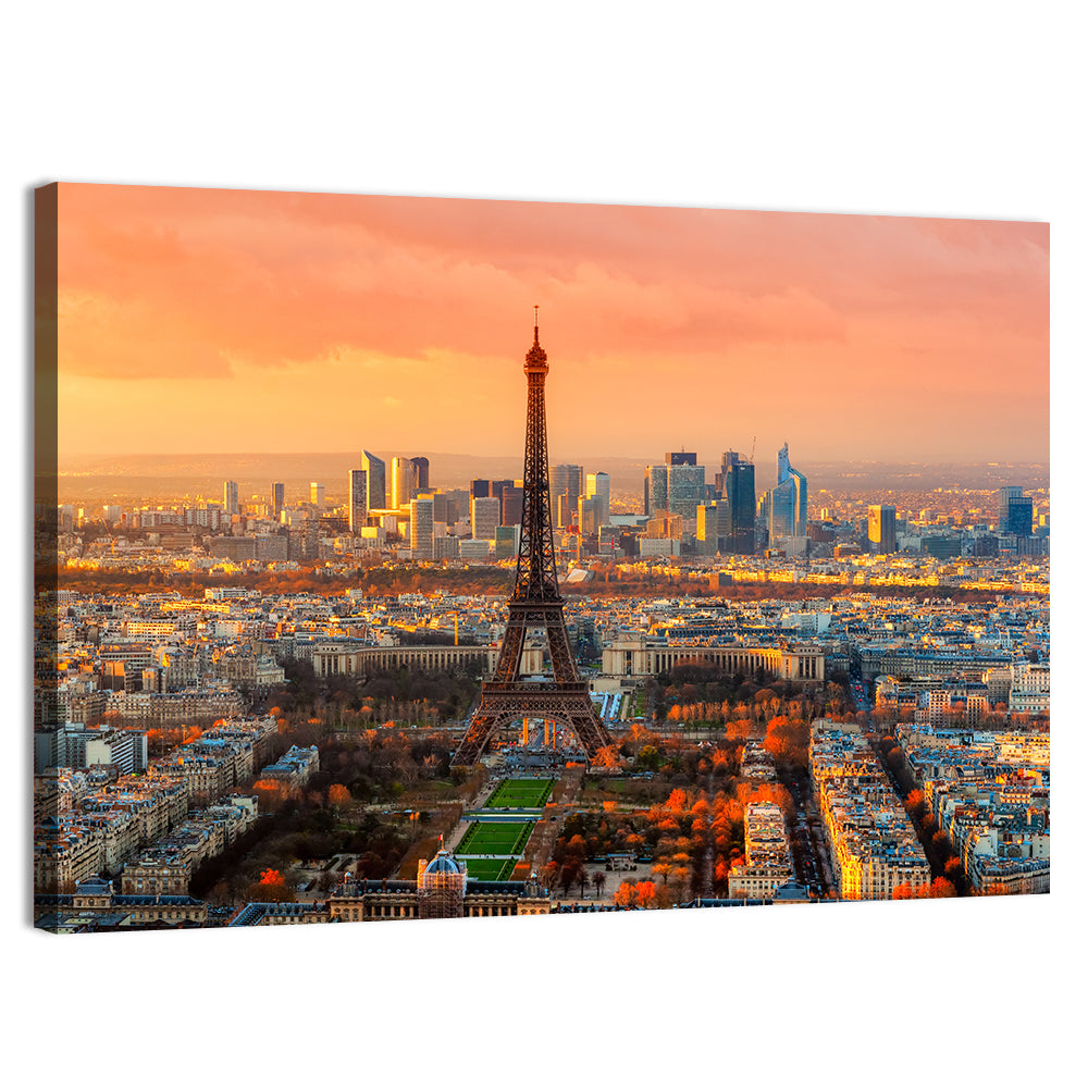 Eiffel Tower at Golden Twilight Wall Art, canvas print, landscape