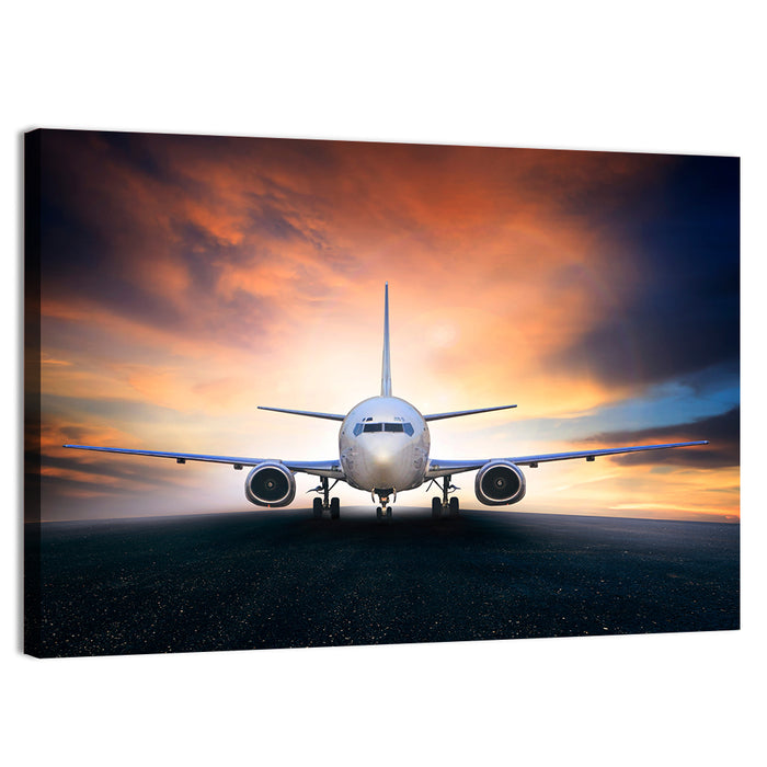 Centered Jet at Sunset Wall Art as a canvas print