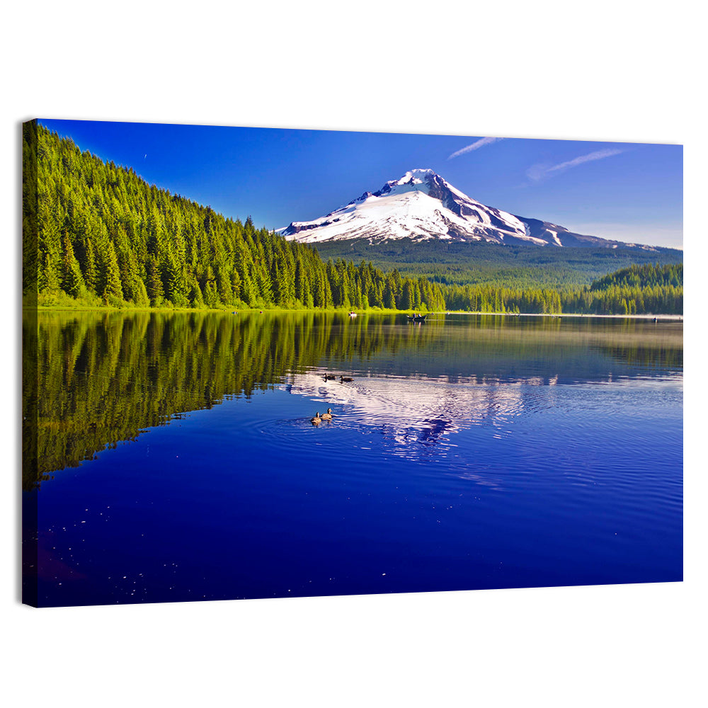 Mt Hood Reflected in Trillium Lake Wall Art, canvas print, landscape