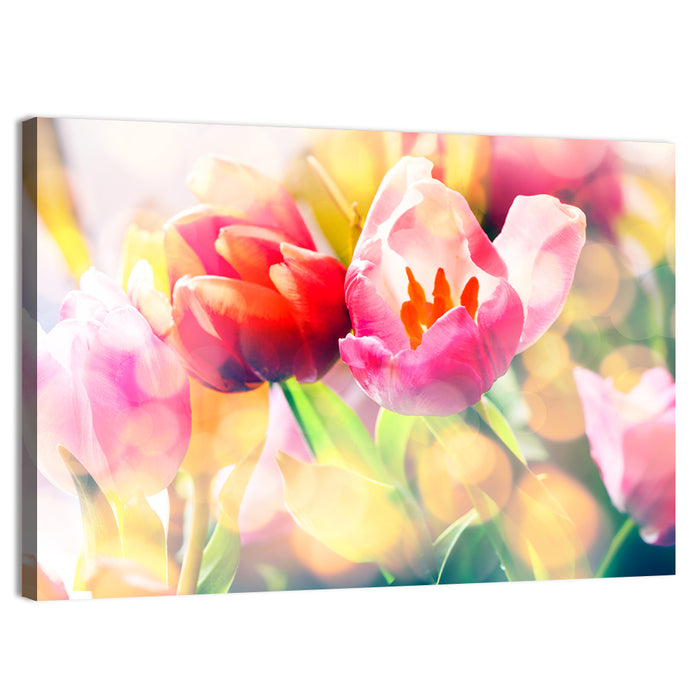 Vibrant Spring Tulips Close Up Wall Art as a canvas print