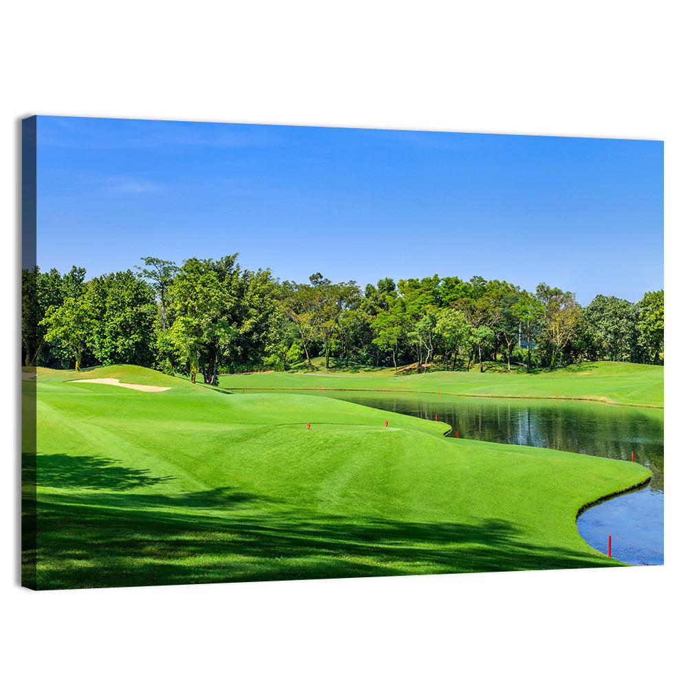 Green Golf Course Thailand Wall Art, canvas print, landscape
