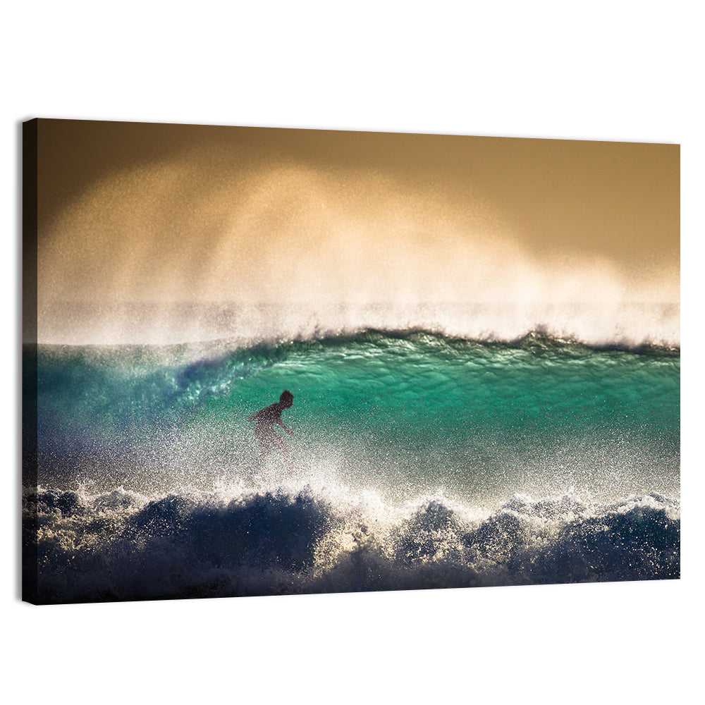 Surfer On Ocean Wave In Bali Wall Art