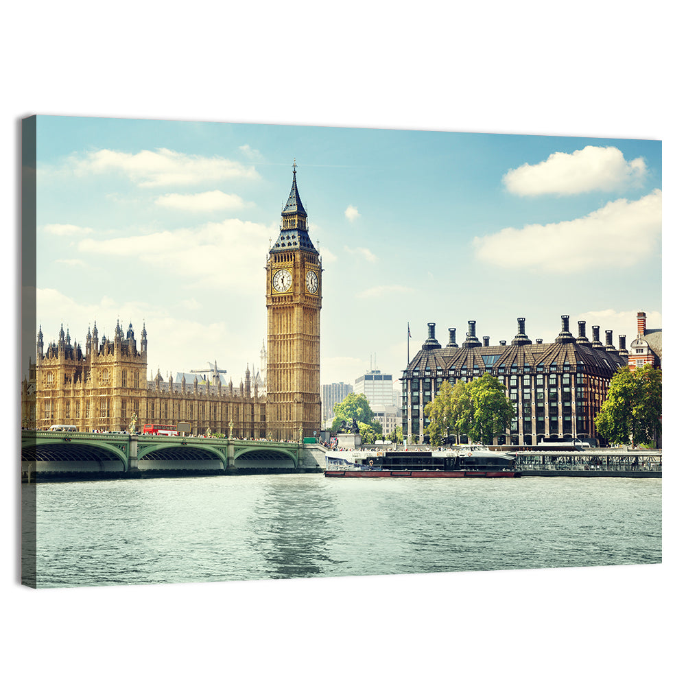 Big Ben on a Sunny Day Wall Art, canvas print, landscape