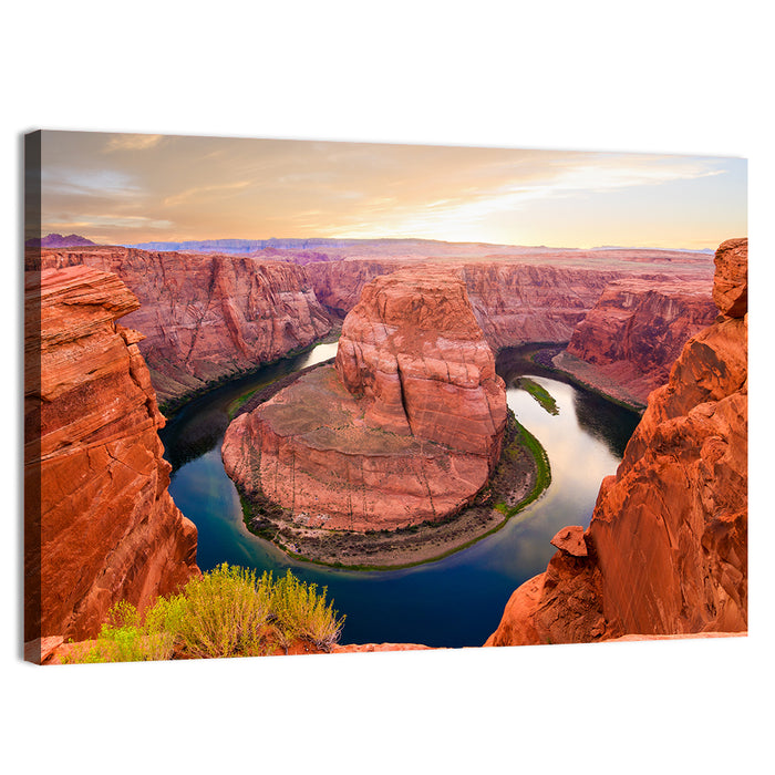 Horseshoe Bend at Golden Hour Wall Art as a canvas print